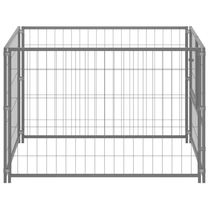 Dog Kennel Silver Steel Opbikx