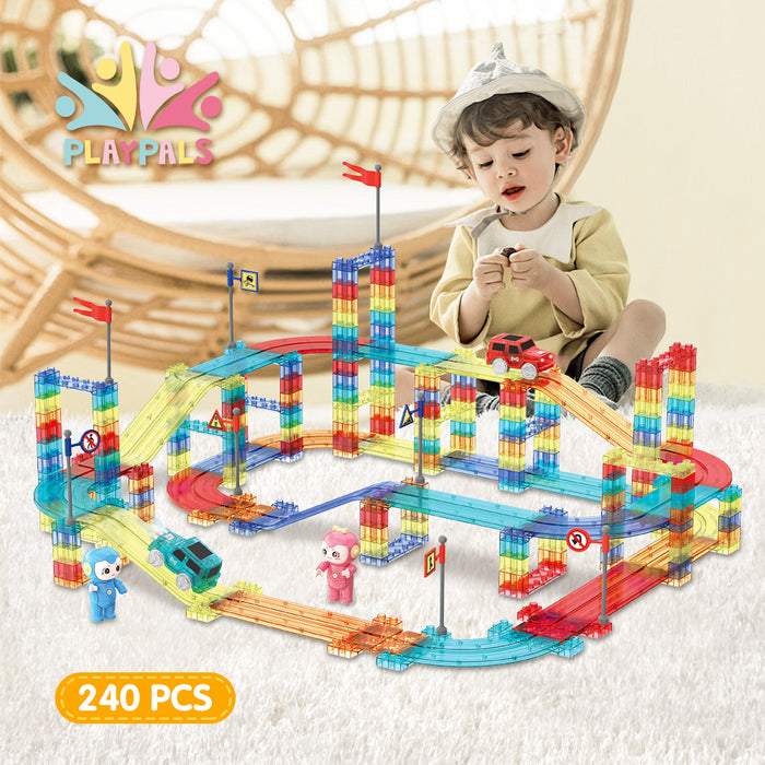 240Pcs Railcar Magnetic Tiles Blocks Educational Toys Child Gift