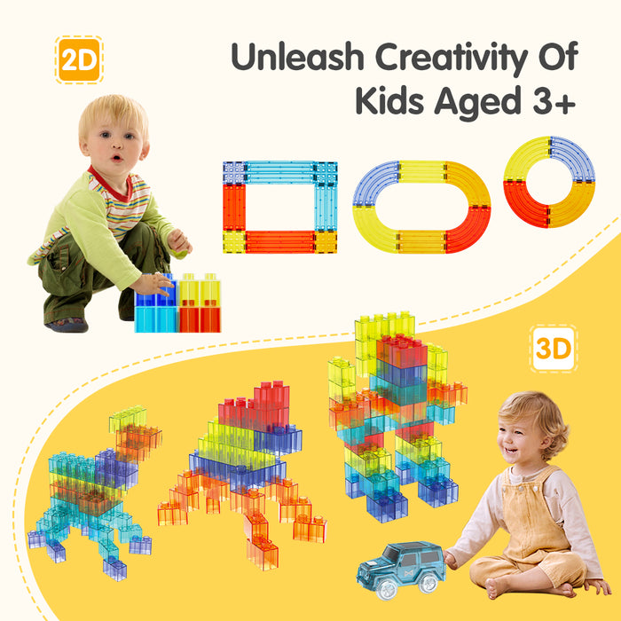 240Pcs Railcar Magnetic Tiles Blocks Educational Toys Child Gift