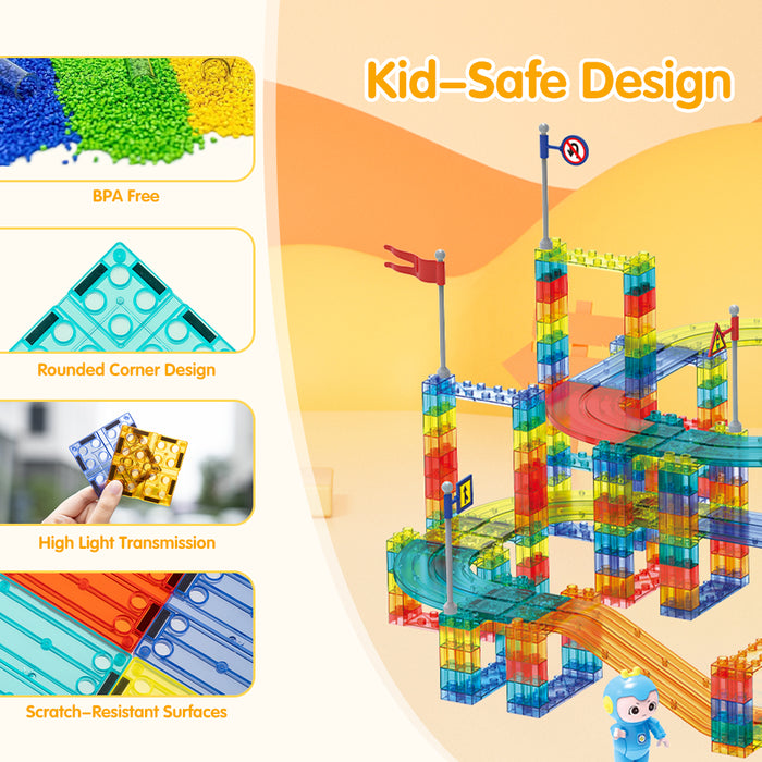 240Pcs Railcar Magnetic Tiles Blocks Educational Toys Child Gift