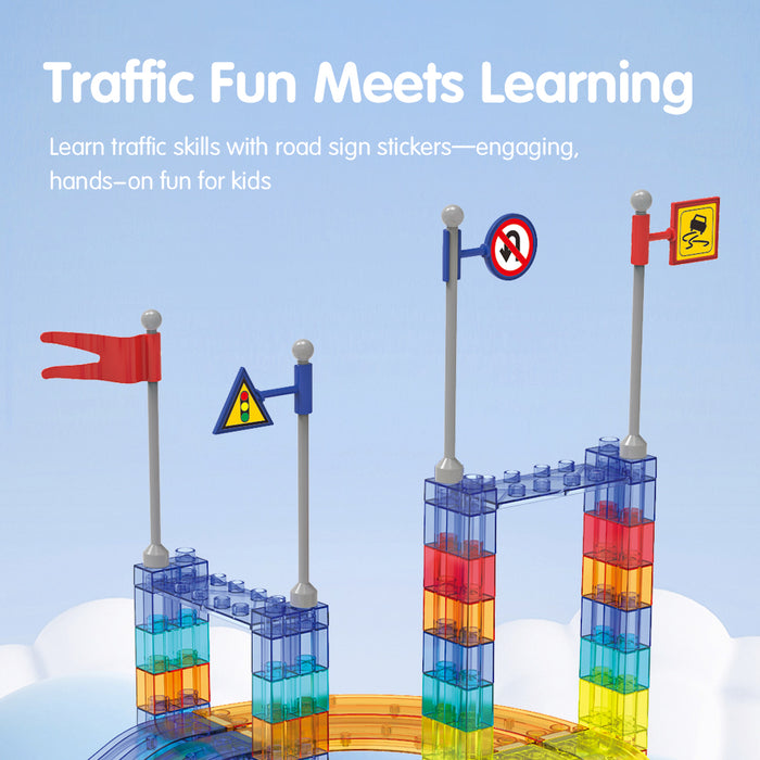 240Pcs Railcar Magnetic Tiles Blocks Educational Toys Child Gift