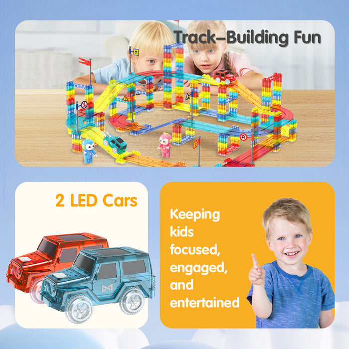240Pcs Railcar Magnetic Tiles Blocks Educational Toys Child Gift