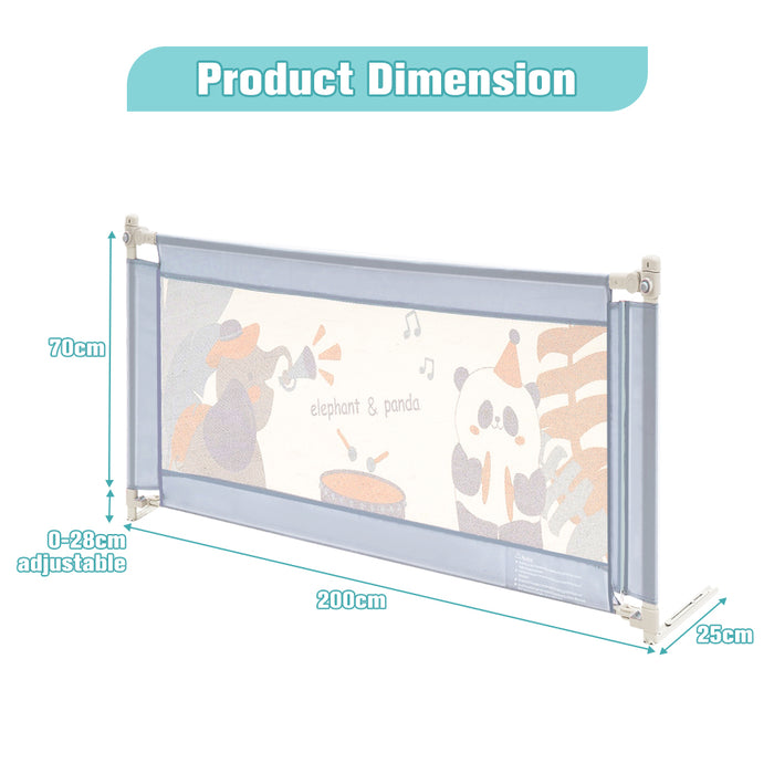 Baby Bed Rail 200X98Cm Height Adjustable Kids Safety Toddler Protect