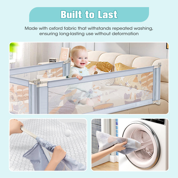 Baby Bed Rail 200X98Cm Height Adjustable Kids Safety Toddler Protect