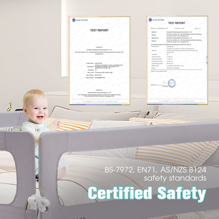 Baby Bed Rail 150X85Cm Adjustable Folding Kids Safety Toddler Protect
