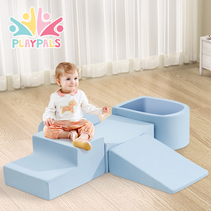 Kids Climb Crawl Foam Play Set Soft Play Set Activity Toys 5Pc Blue