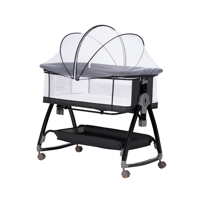 3-In-1 Baby Cot Crib Bed Bassinet Bedside Sleeper Portable Black