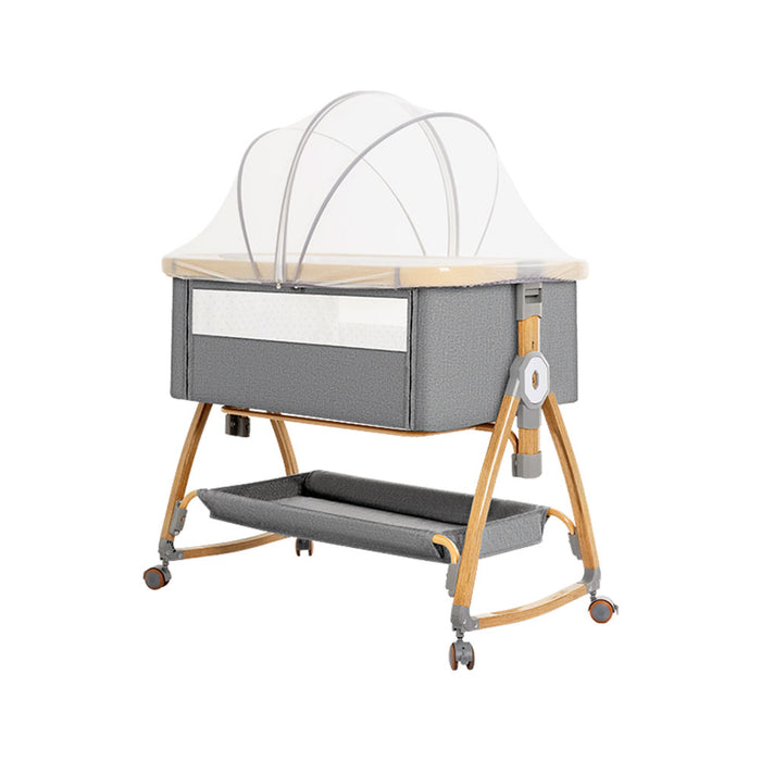 3-In-1 Baby Cot Crib Bed Bassinet Bedside Sleeper Portable Grey