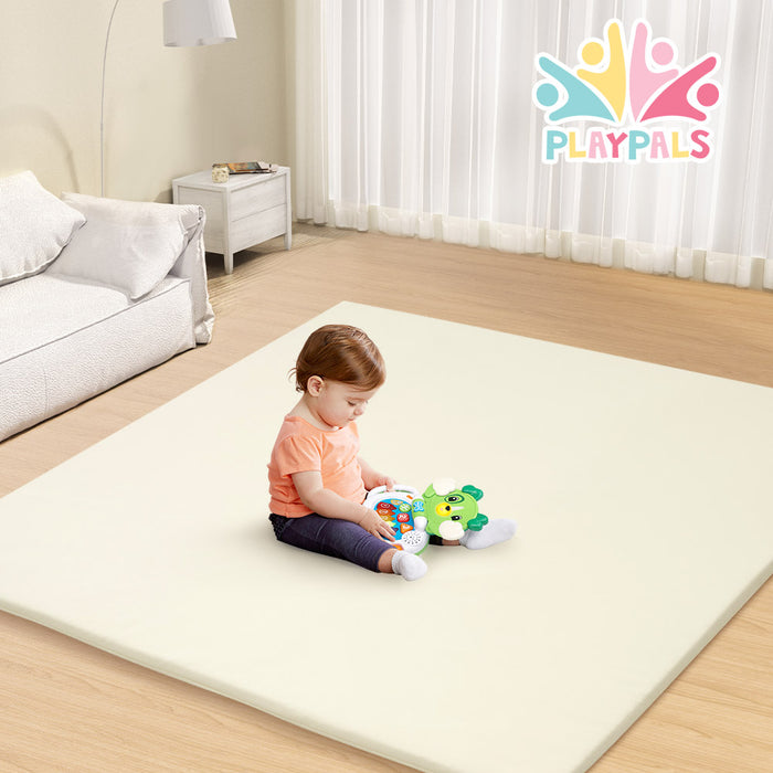 Kids Play Mat Baby Crawling Soft Leather Cover Plush Foam Padding Beige