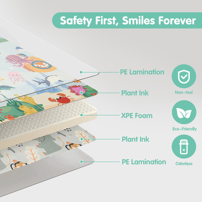 Kid Play Mat Baby Crawling Xpe Foam Foldable Pad Double Non-Slip Carpet