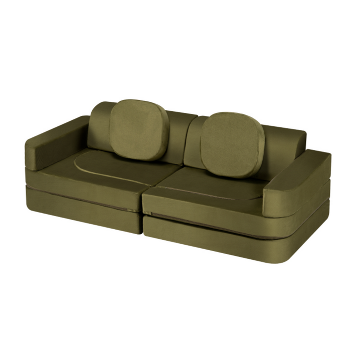 12Pcs Modular Kids Play Couch Inspiring Child Creativity Dark Green