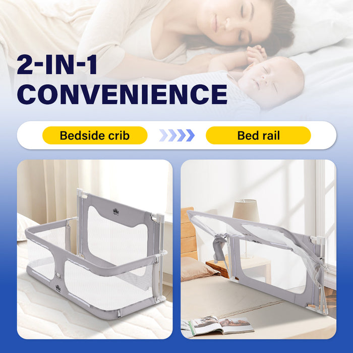 Baby Bedside Sleeper Space-Saving Bedside Cribs Grey 120X56X70Cm