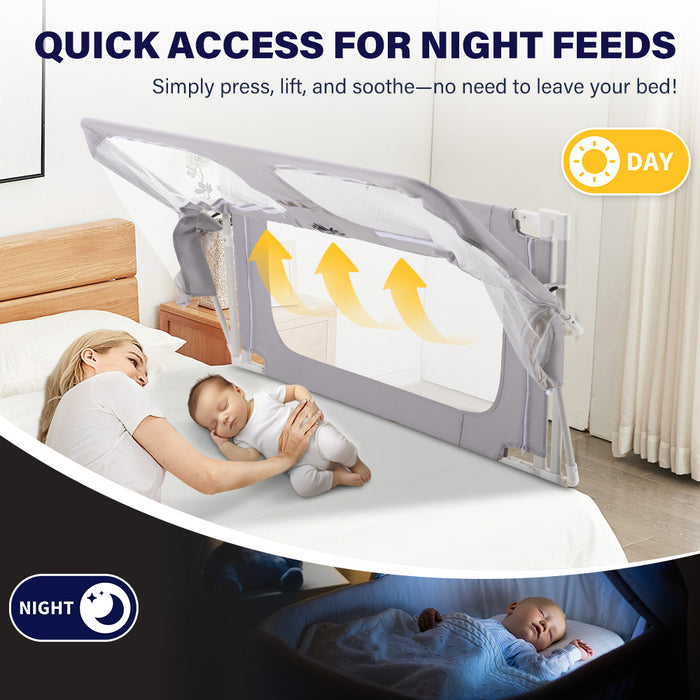 Baby Bedside Sleeper Space-Saving Bedside Cribs Grey 120X56X70Cm