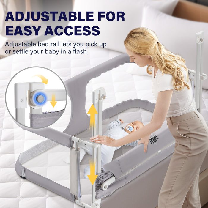 Baby Bedside Sleeper Space-Saving Bedside Cribs Grey 120X56X70Cm