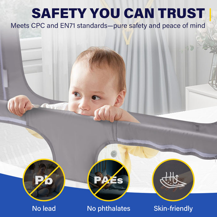 Baby Bedside Sleeper Space-Saving Bedside Cribs Grey 120X56X70Cm