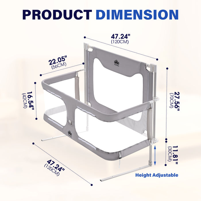 Baby Bedside Sleeper Space-Saving Bedside Cribs Grey 120X56X70Cm