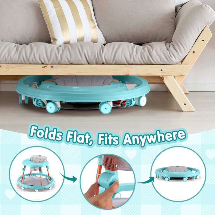 3-In-1 Baby Walker Adjustable Stroller Kids Ride On Toy Black Mint