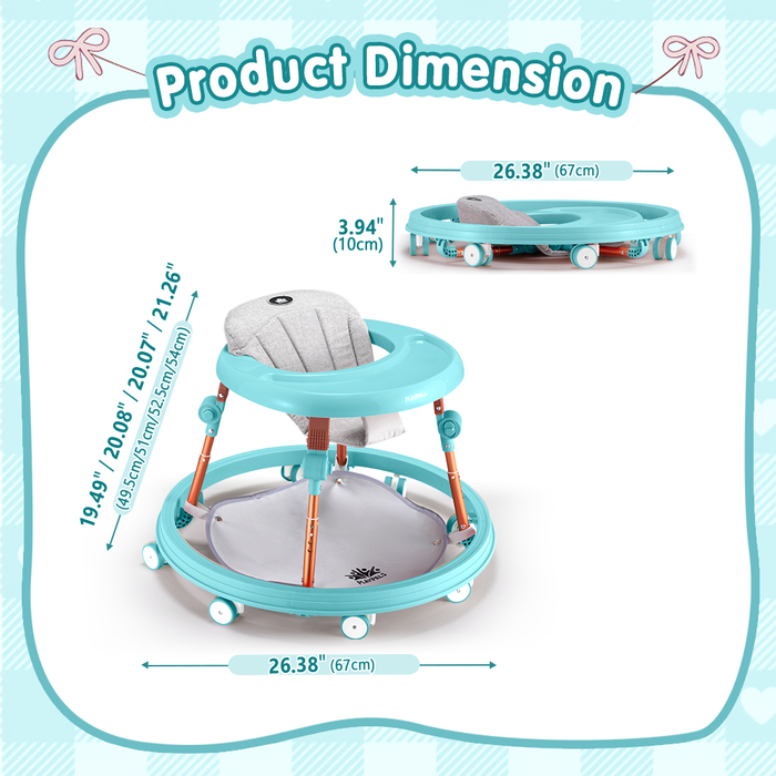 3-In-1 Baby Walker Adjustable Stroller Kids Ride On Toy Black Mint