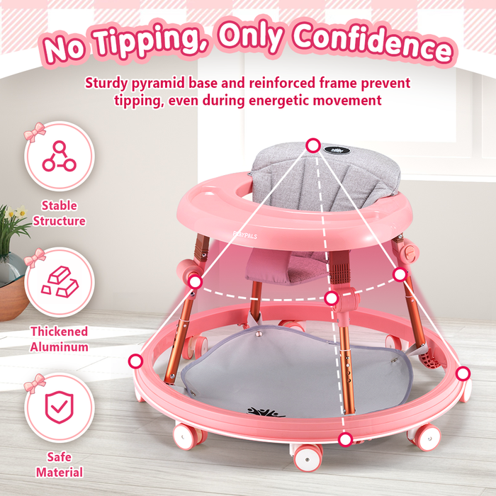 3-In-1 Baby Walker Adjustable Stroller Kids Ride On Toy Pink