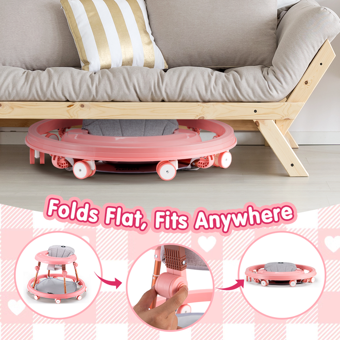 3-In-1 Baby Walker Adjustable Stroller Kids Ride On Toy Pink