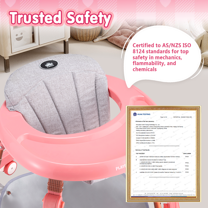 3-In-1 Baby Walker Adjustable Stroller Kids Ride On Toy Pink