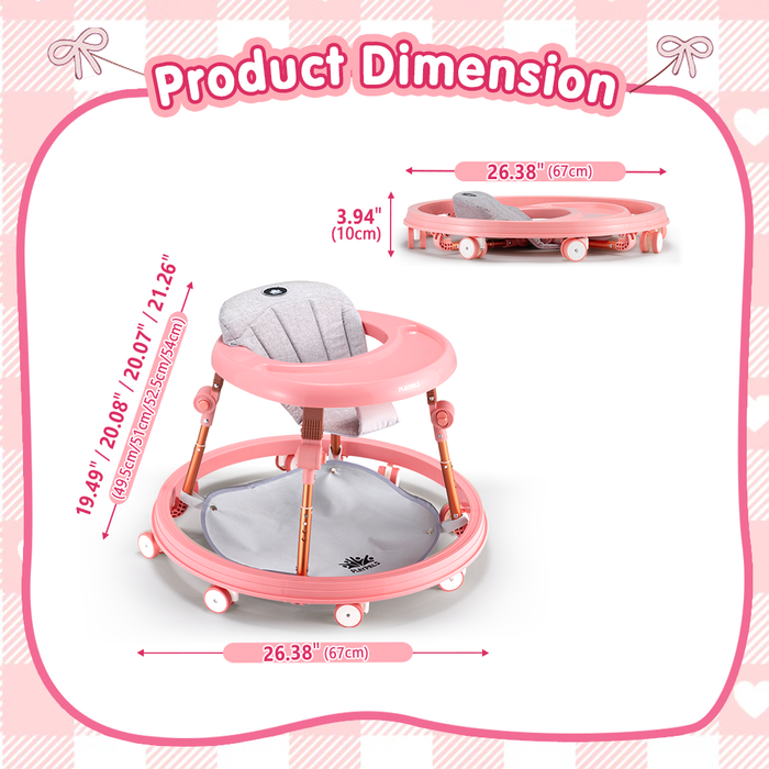 3-In-1 Baby Walker Adjustable Stroller Kids Ride On Toy Pink