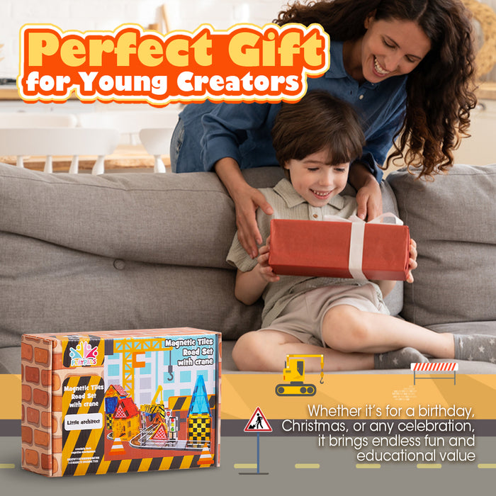 60Pcs Kids Magnetic Tiles Road Set City Building Toys Child Gift