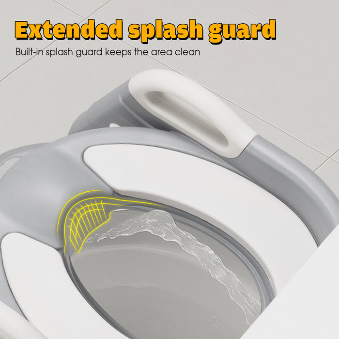 Potty Trainer Toilet Seat Chair Kids Toddler W / Ladder Grey