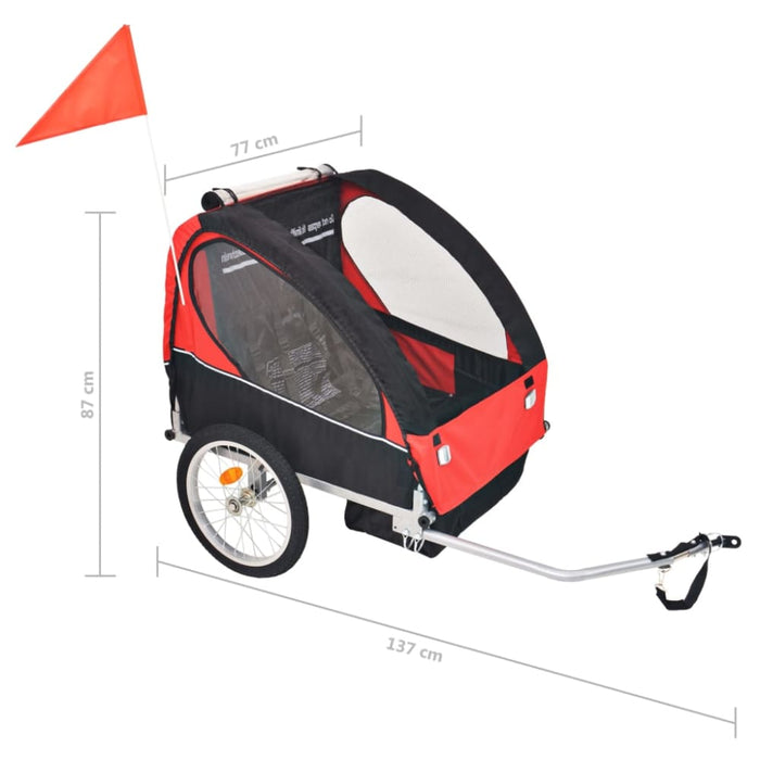 Kids’ Bicycle Trailer Red And Black 30 Kg Kotio