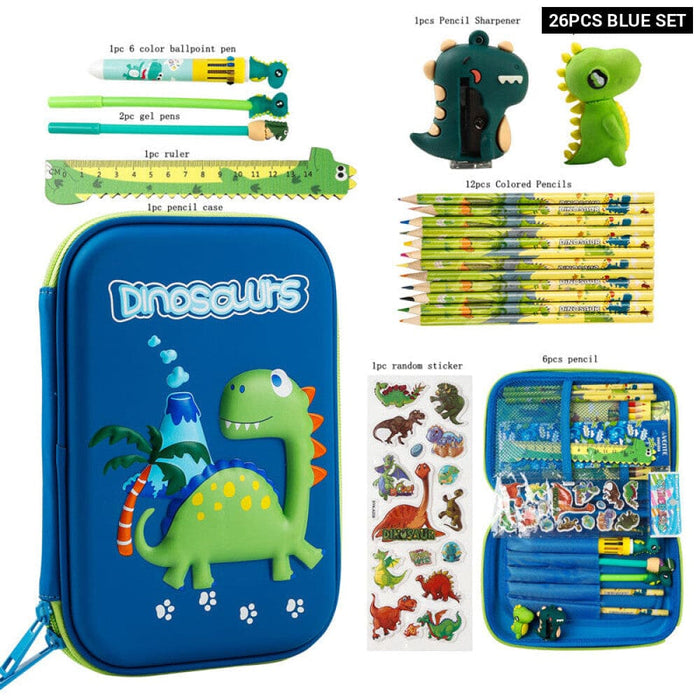 Kids Dinosaur Pencil Case Set Unicorn 3d Eva Box