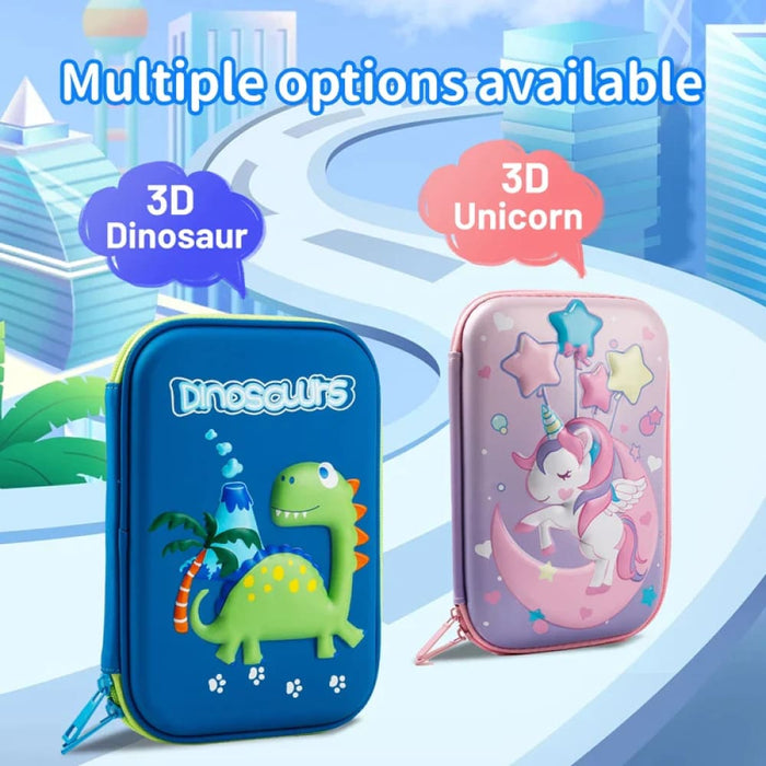 Kids Dinosaur Pencil Case Set Unicorn 3d Eva Box