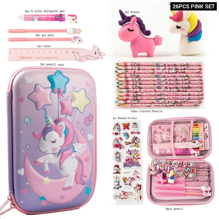 Kids Dinosaur Pencil Case Set Unicorn 3d Eva Box