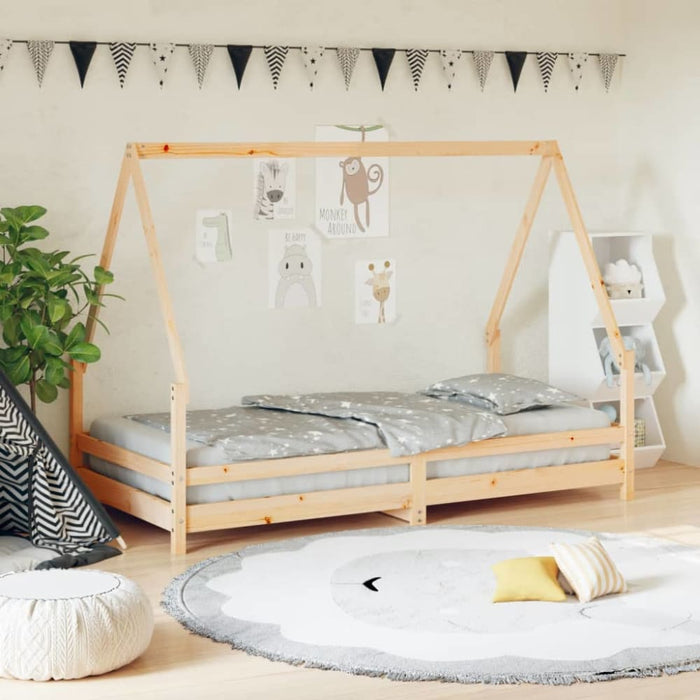 Kids Bed Frame 90x190 Cm Solid Wood Pine Ntaakx