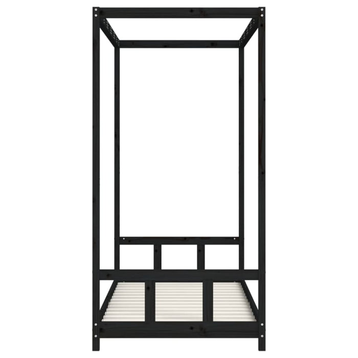 Kids Bed Frame Black 90x190 Cm Solid Wood Pine Ntapon