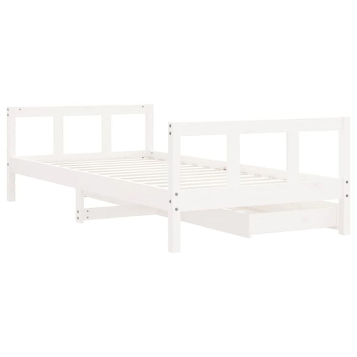 Kids Bed Frame With Drawers White 90x190 Cm Solid Wood Pine
