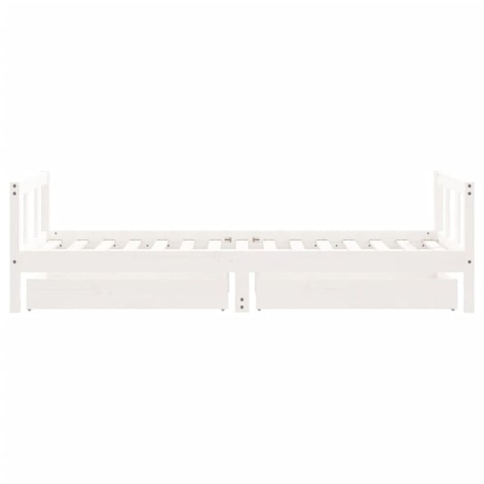 Kids Bed Frame With Drawers White 90x190 Cm Solid Wood Pine