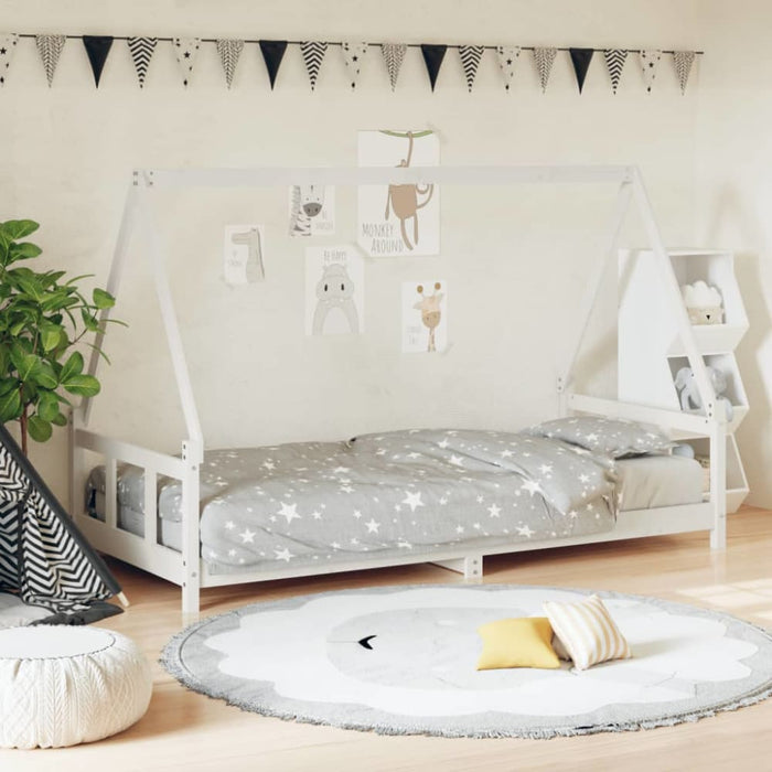 Kids Bed Frame White 90x190 Cm Solid Wood Pine Ntaalt