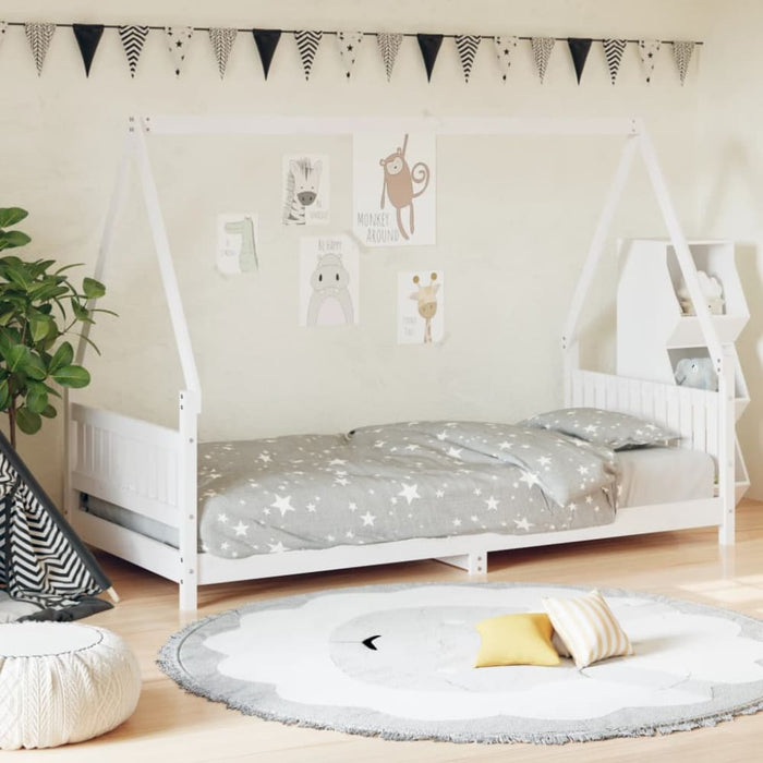 Kids Bed Frame White 90x190 Cm Solid Wood Pine Ntapbn