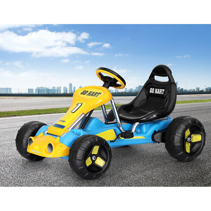Kids Pedal Go Kart Ride on Toys Racing Car Plastic Tyre Blue