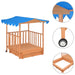Kids Playhouse with Sandbox Fir Wood Blue Uv50 Koikp