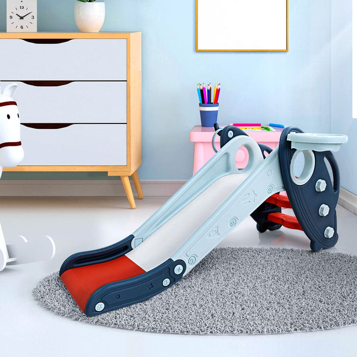 Kids Slide Set Outdoor Playground Basketball Hoop Ring