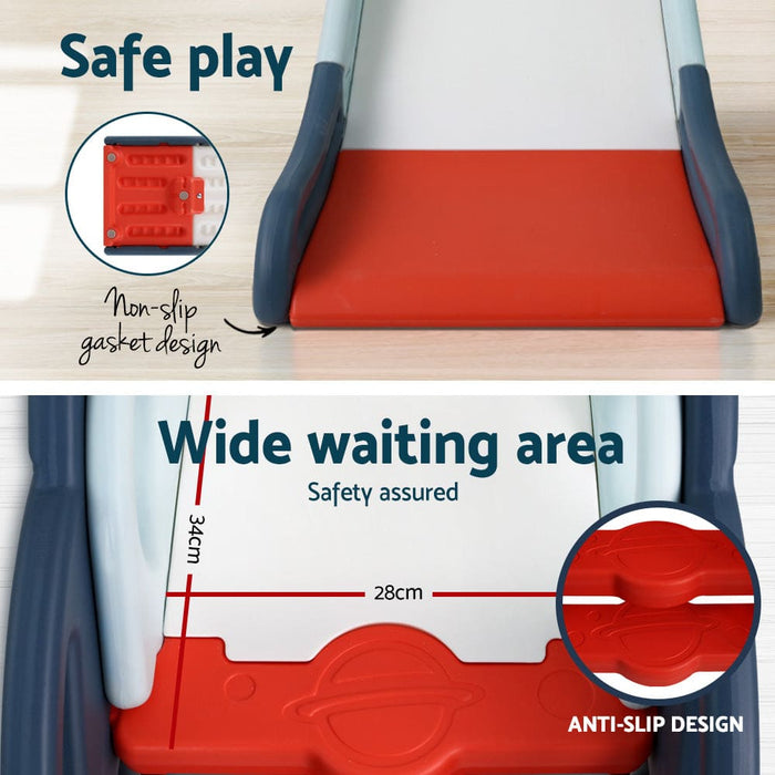 Kids Slide Set Outdoor Playground Basketball Hoop Ring