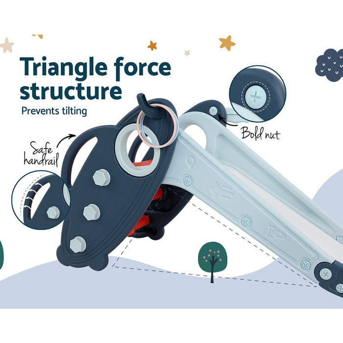 Kids Slide Set Outdoor Playground Basketball Hoop Ring