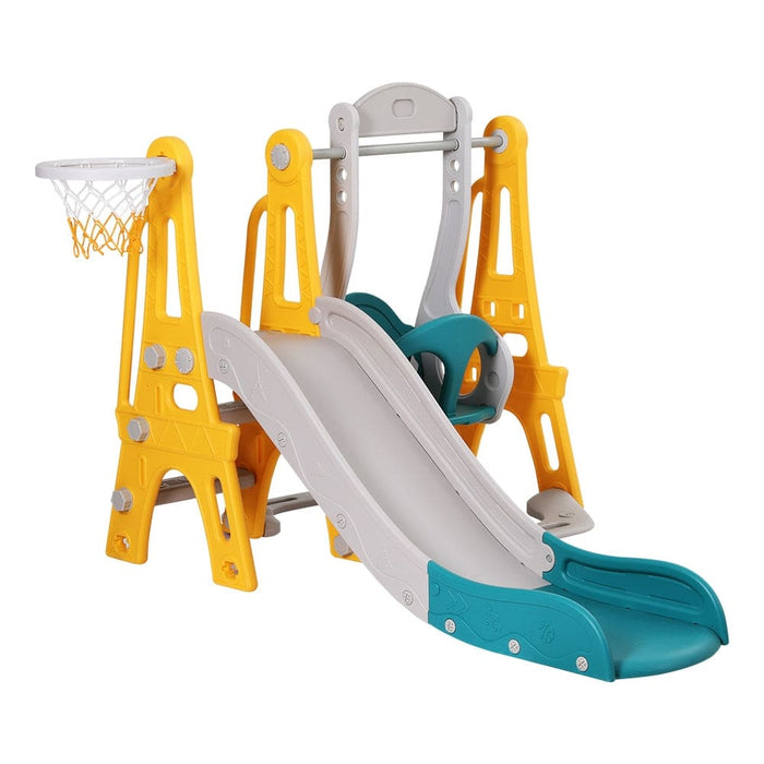 Kids Slide Swing Set Basketball Outdoor Toys Adjustable
