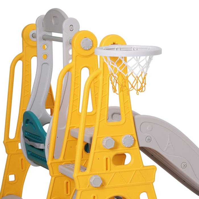 Kids Slide Swing Set Basketball Outdoor Toys Adjustable