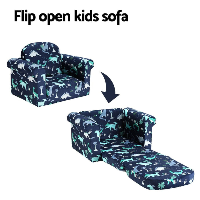 Kids Sofa 2 Seater Children Flip Open Couch Lounger