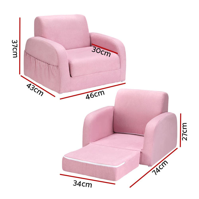Kids Sofa 2 Seater Children Flip Open Couch Lounger