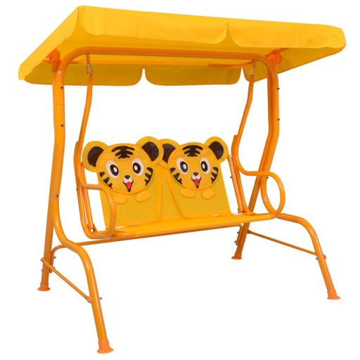 Kids Swing Bench Yellow 115x75x110 Cm Fabric Anbkn