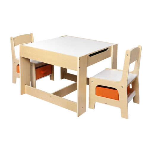 Kids Table and Chairs Set Storage Box Toys Play Desk Wooden