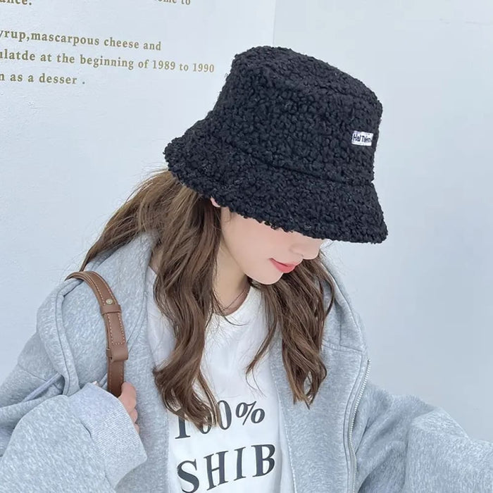 Kids Winter Bucket Hat Cute Lamb Wool Fisherman for Boys